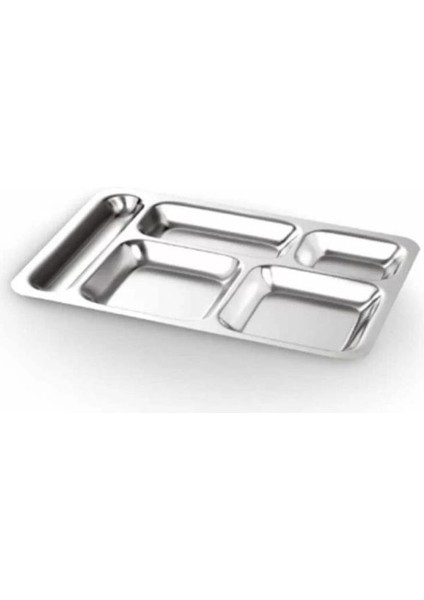 10 Adet Eniyi Kalite Paslanmaz Çelik 5 Bölme Metal Tabldot Tepsisi 28X40CM Çizilmeye Dirençli Kromaj fiyatları