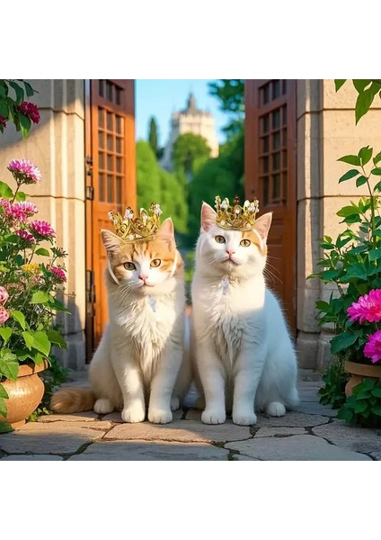 Kedi ve Köpek Için Vintage Kraliyet Tarzı Altın / Gümüş Renkte Taç fırsatları