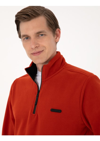 Erkek Kiremit Regular Fit Yarım Fermuarlı Polar Sweatshirt 50314056-VR040 fiyatları