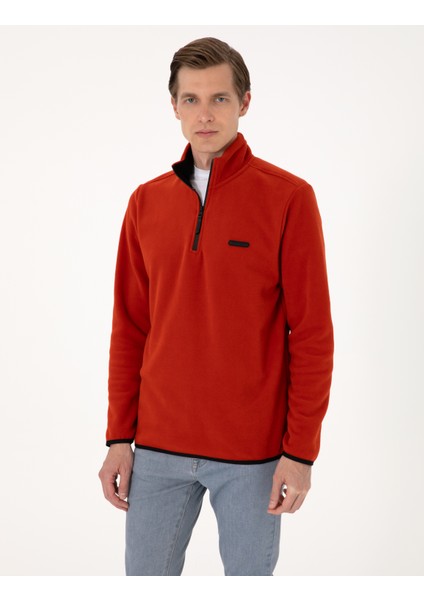Erkek Kiremit Regular Fit Yarım Fermuarlı Polar Sweatshirt 50314056-VR040 modelleri