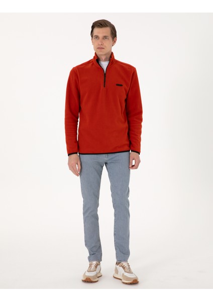 Erkek Kiremit Regular Fit Yarım Fermuarlı Polar Sweatshirt 50314056-VR040 fırsatları