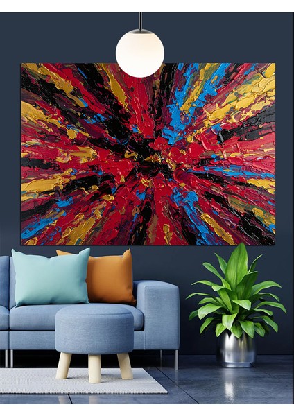 Soyut Renk Patlaması Dekoratif Kanvas - Mdf Ahşap Tablo