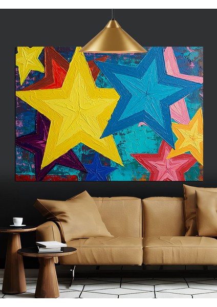 Büyük Sarı Yıldız Sanatı Dekoratif Kanvas - Mdf Ahşap Tablo modelleri