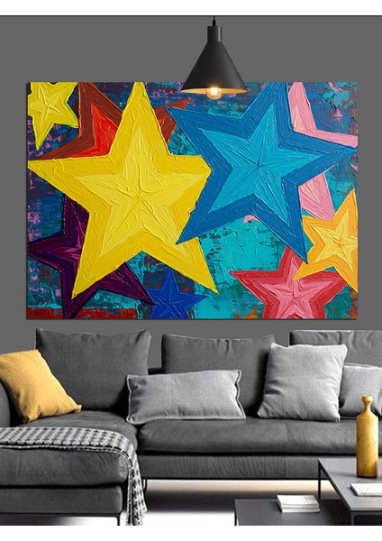 Büyük Sarı Yıldız Sanatı Dekoratif Kanvas - Mdf Ahşap Tablo fırsatları