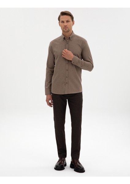 Erkek Kahverengi Slim Fit Kanvas Pantolon 50317275-VR029