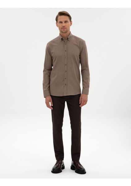 Erkek Kahverengi Slim Fit Kanvas Pantolon 50317275-VR029 modelleri