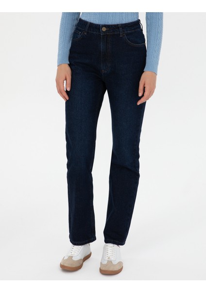 Kadın Lacivert Straight Fit Jean Pantolon 50318007-VR033 fiyatları