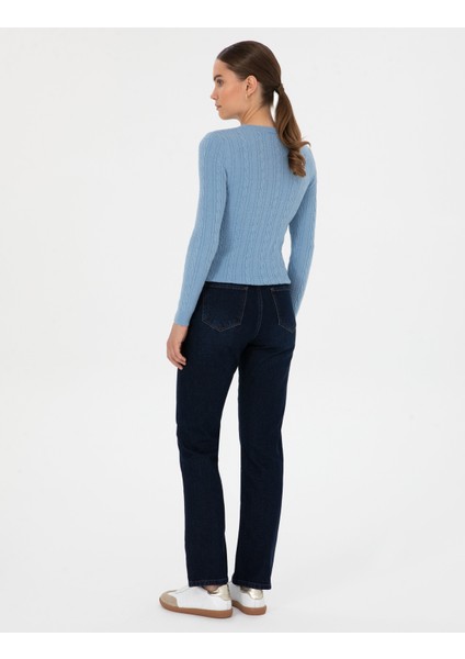 Kadın Lacivert Straight Fit Jean Pantolon 50318007-VR033 fırsatları