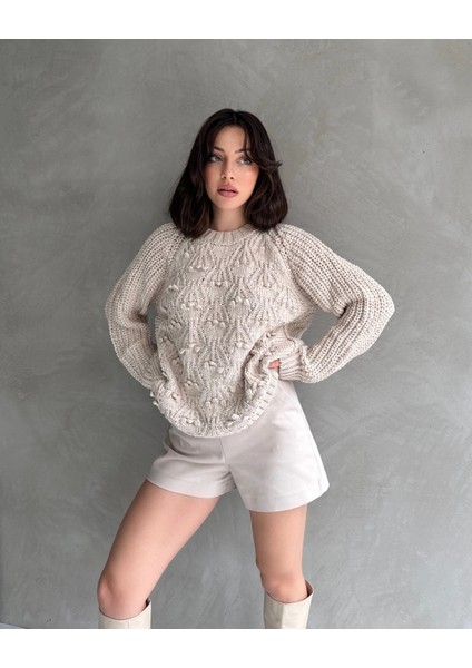 Bisiklet Yaka Bürümcük Detaylı Triko Kazak fiyatları