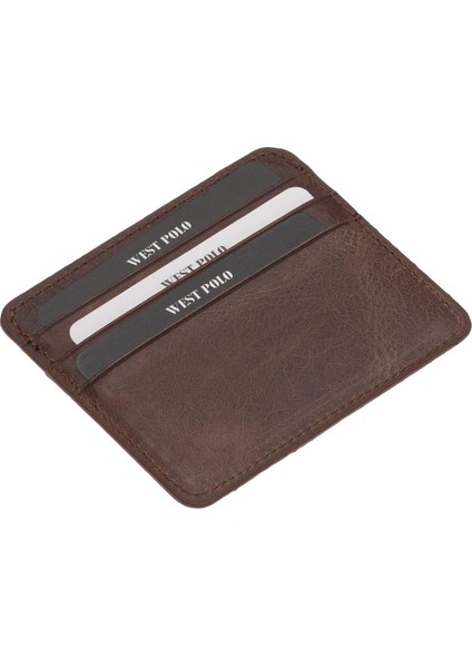 Unisex Süper Slim Para Bölmeli Hakiki Deri Ince Kartlık Cüzdan 6 Bölmeli - Kapuçino fırsatları