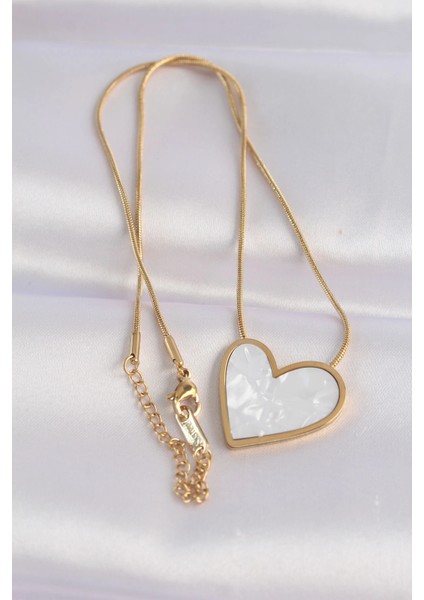 316L Çelik Zincir Altın Renk Mermer Desenli Kalp Kolye fiyatları