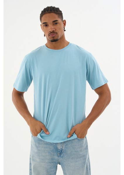 Erkek %100 Organik Pamuklu Yumuşak Dokulu Comfort Fit Bisiklet Yakalı T-Shirt E222