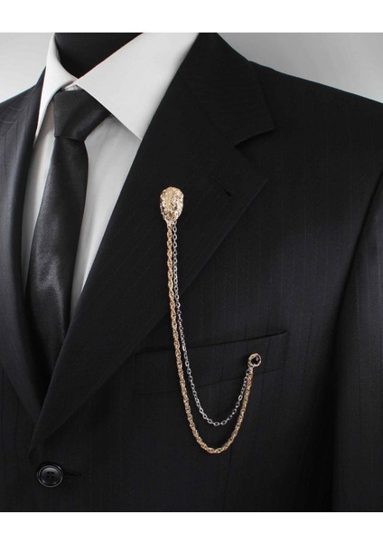 Gold Renk Aslan Ceket & Damatlık & Blazer Zincirli Yaka Aksesuarı modelleri