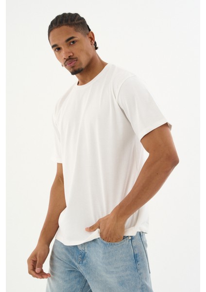 Erkek %100 Organik Pamuklu Yumuşak Dokulu Comfort Fit Bisiklet Yakalı T-Shirt E222 fırsatları