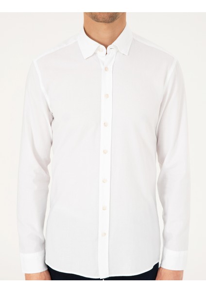 Erkek Beyaz Slim Fit Uzun Kollu Gömlek 50293255-VR013