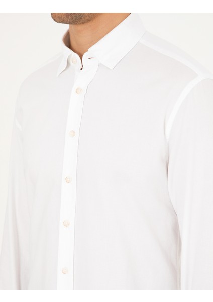 Erkek Beyaz Slim Fit Uzun Kollu Gömlek 50293255-VR013