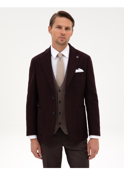 Erkek Bordo Slim Fit Ceket 50311227-VR014