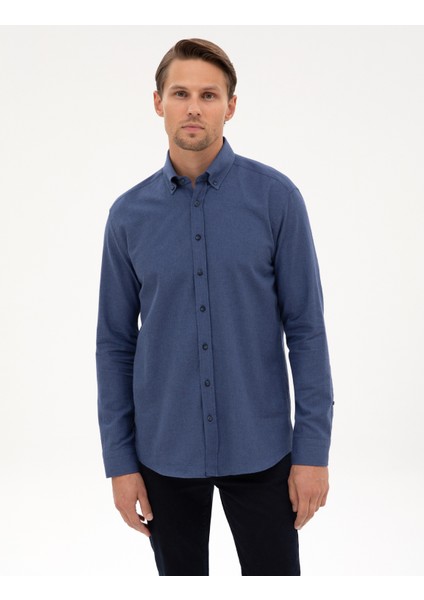 Erkek Indigo Regular Fit Uzun Kollu Gömlek 50311380-VR028