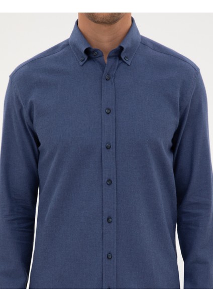 Erkek Indigo Regular Fit Uzun Kollu Gömlek 50311380-VR028