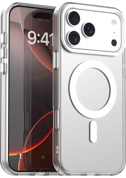 iPhone 17 Pro Max Kılıf Kamera Çıkıntılı Mat Magsafe Şarj Özellikli Kenarları Renkli Şeffaf Premium Sert Kapak