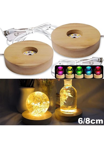 Ahşap Masaüstü Dekoratif Işıklar Temel Gece Işık Ahşap LED USB Rgb Ekran Lamba Ekran Stand Lambaları Tutucu Sanat Süsleme Renk Yayın: Çok Renkli Işık-6cm/renk: 1 Adet (Yurt Dışından)