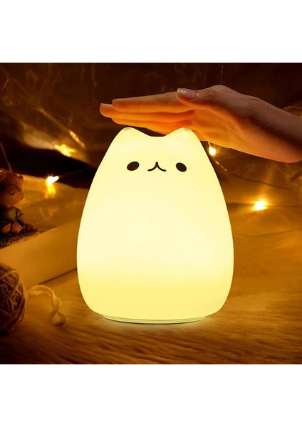 Sevimli Kedi Lamba Kitty Gece Işığı Kızlar Için Kız Yatak Odası Doğum Günü Hediyeleri Bebek Silikon Kawaii Gece Işığı Kreş Odası Dekoremiting Renk: 1 Pc (Yurt Dışından)