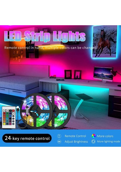 USB LED Strip Işıkları Uygulama Kontrolü Renk Değiştiren 5050 Rgb LED Işık Esnek Lamba Bandı Oda Dekorasyonu Tv Backlight Diyot Yayılıyor Renk: 3m (Yurt Dışından)