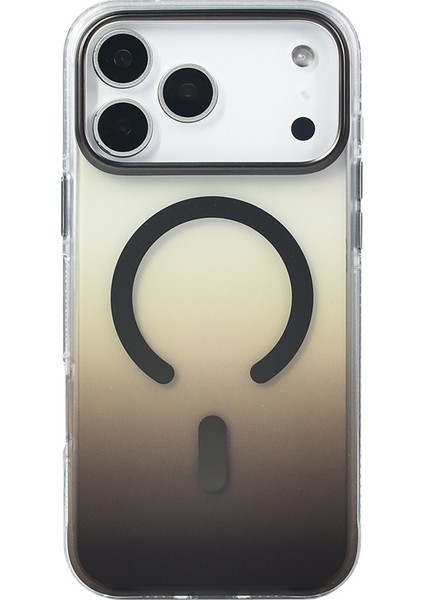 Apple iPhone 17 Pro Kılıf M-Safe Şarj Özellikli Transparan Renk Geçişli Zore Toros Kapak Gri modelleri