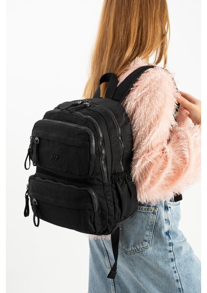 Kadın Sırt Çantası Ultra Hafif Poliamid Kumaş Su Geçirmez Çok Cepli Günlük Sırt Çantası 35*25 cm