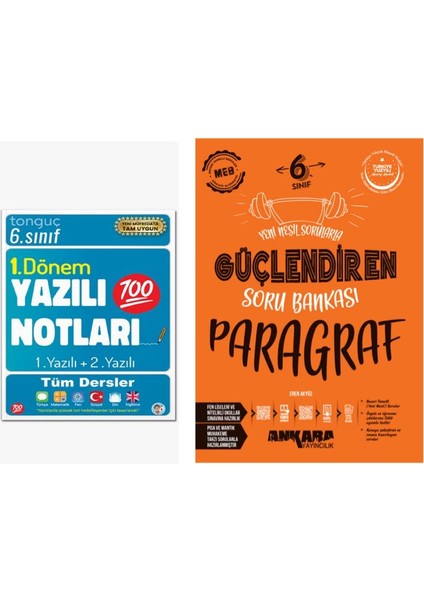 6. Sınıf Yazılı Notları 1. Dönem 1 ve 2. Yazılı ve Ankara Yayıncılık 6. Sınıf Paragraf Güçlendiren Soru Bankası