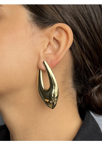 V Desen Altın Renkli Büyük Küpe fiyatları