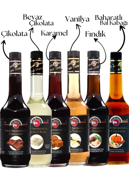 6'lı Avantaj Şurup Çikolata Beyaz Çikolata Karamel Vanilya Fındık Bal Kabağı Şurubu fiyatları