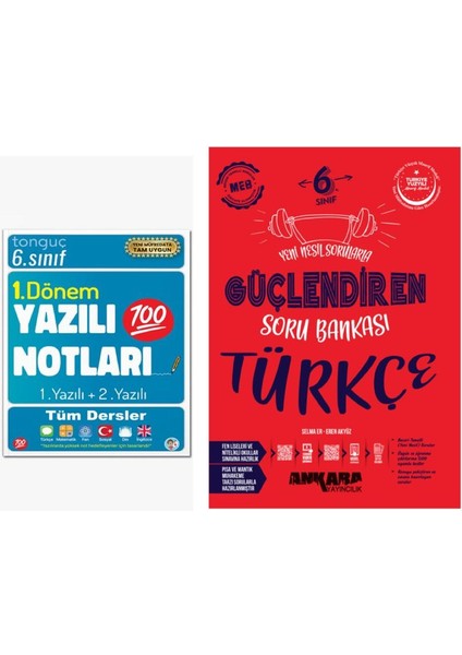 6. Sınıf Yazılı Notları 1. Dönem 1 ve 2. Yazılı ve Ankara Yayıncılık 6. Sınıf Türkçe Güçlendiren Soru Bankası Soru