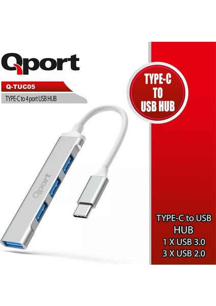 Q-TUC05 Type-C To 4 Port USB Çoklayıcı