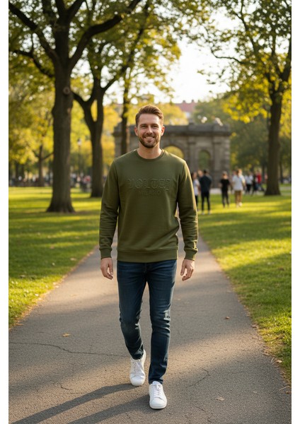 Cora Bisiklet Yaka Erkek Sweatshirt Yeşil