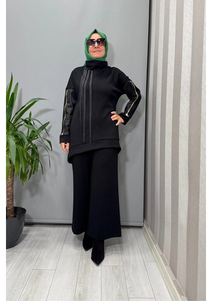 Kolları Fermuar Detaylı Tunik Siyah 56MK2122