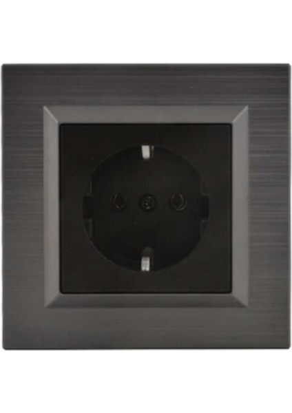 Quantum Inox Topraklı Priz (Inox Çerçeve + Siyah Kapak ) fiyatları