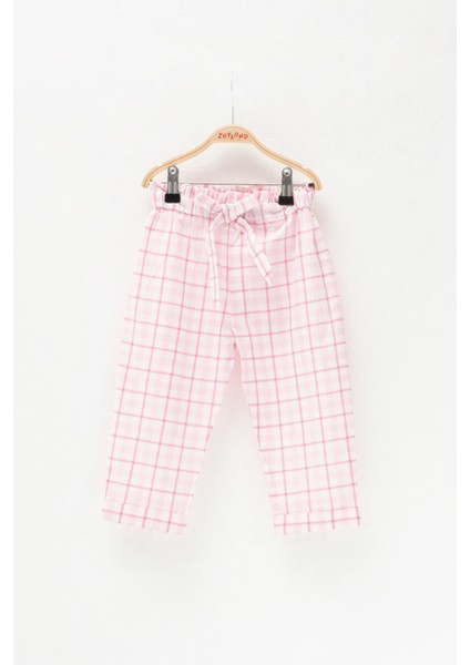 Kız Bebek Pembe Ekose Beli Lastikli Pantolon (2-7yaş) fırsatları