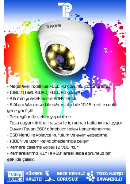 3 Kameralı Ultra 2 İç Kamera Set HDD'siz 5 MP 2K Net Renkli Gece Görüşlü Güvenlik Kamerası Sistemi