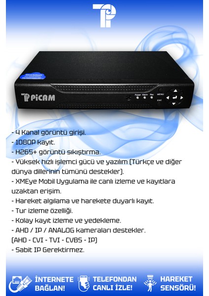3 Kameralı Ultra 2 İç Kamera Set HDD'siz 5 MP 2K Net Renkli Gece Görüşlü Güvenlik Kamerası Sistemi
