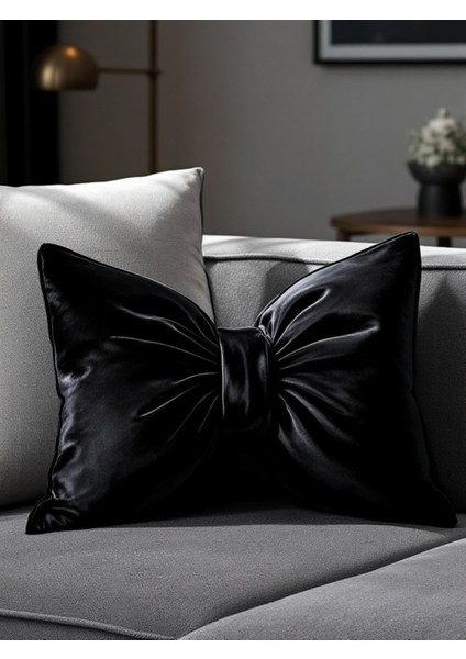 Kadife Fiyonk Görünümlü Dekoratif Yastık Dolgulu Fiyonk Kumaş Hediye Yastık Kırlent Minder modelleri