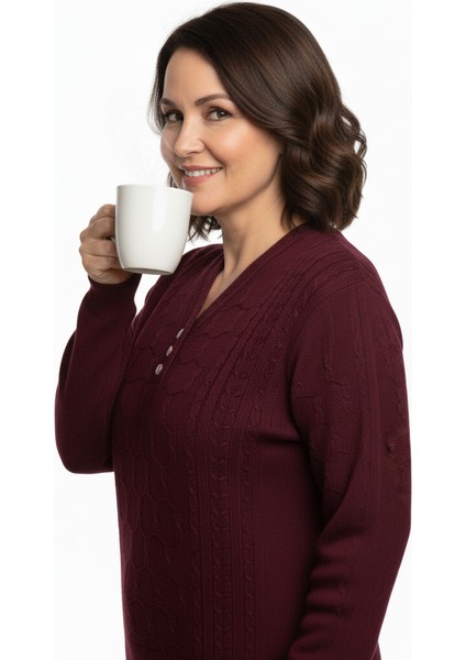 Kadın Kışlık Triko Kazak Kardelen Örme V Yaka Yumuşacık Rahat Tam Kalıp fiyatları