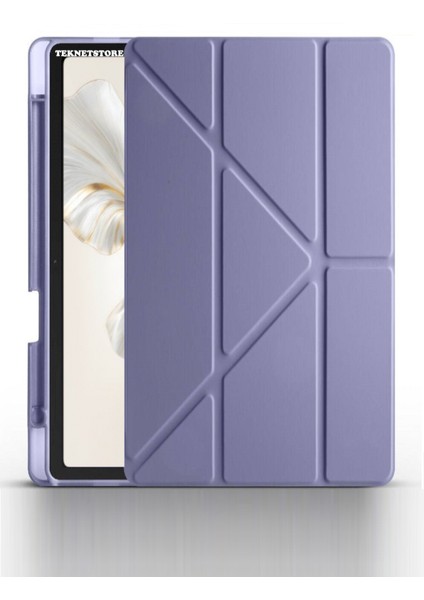 Honor Pad 9 12.1 Inch Tablet Uyumlu Kılıf Katlanır Kalemlikli Standlı Uyku Modlu Akıllı Kapak