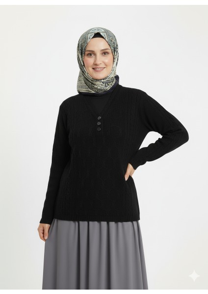 Kadın Kışlık Triko Kazak Kardelen Örme V Yaka Yumuşacık Rahat Tam Kalıp modelleri