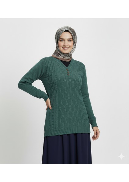 Kadın Kışlık Triko Kazak Kardelen Örme V Yaka Yumuşacık Rahat Tam Kalıp modelleri