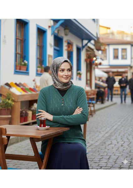 Kadın Kışlık Triko Kazak Kardelen Örme V Yaka Yumuşacık Rahat Tam Kalıp indirimleri