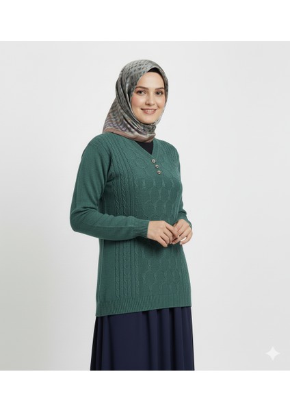 Kadın Kışlık Triko Kazak Kardelen Örme V Yaka Yumuşacık Rahat Tam Kalıp fiyatları