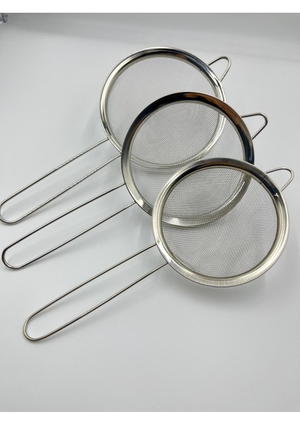 3'lü Paslanmaz Çelik Süzgeç Seti HOMVIRA(12CM - 14CM - 16CM ) modelleri