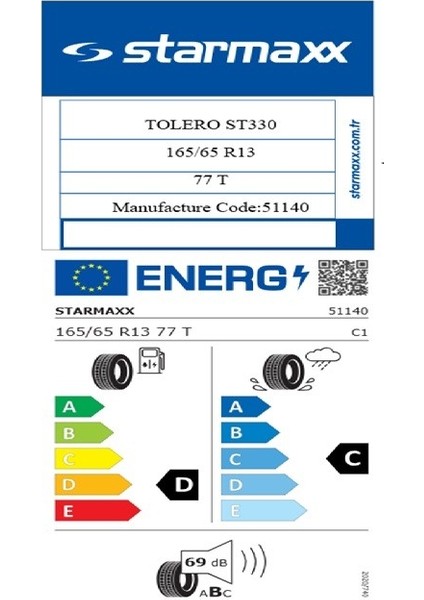 165/65 R13 Tl 77T Tolero ST330 Oto Yaz Lastiği (Üretim TARIHI:2025) fiyatları