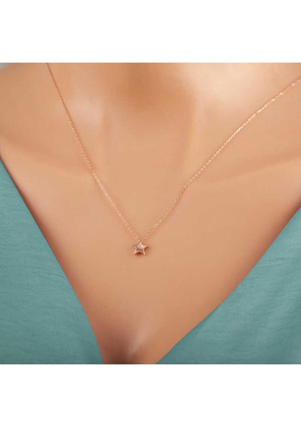 925 Ayar Gümüş Rose Yıldız Kadın Kolye fiyatları